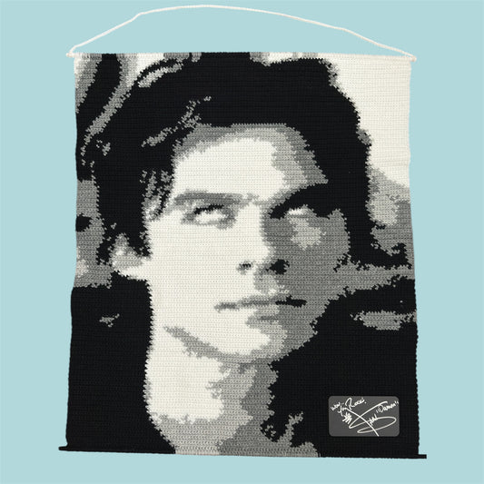 Signed Damon Salvatore Crochet Tapestry